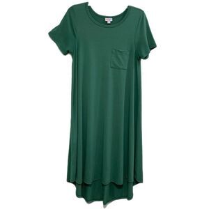 LULAROE SIMPLY COMFORTABLE CARLY SHORT SLEEVE T-SHIRT MAXI DRESS XS GREEN.